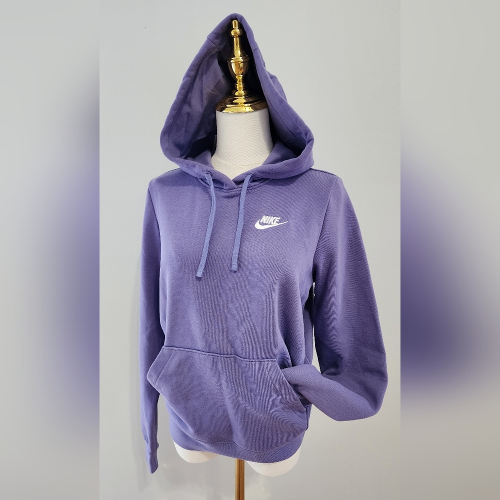 Nike Sportswear Club Pullover Hoodie Cotton Purple Sweatshirt Activewear Size XS